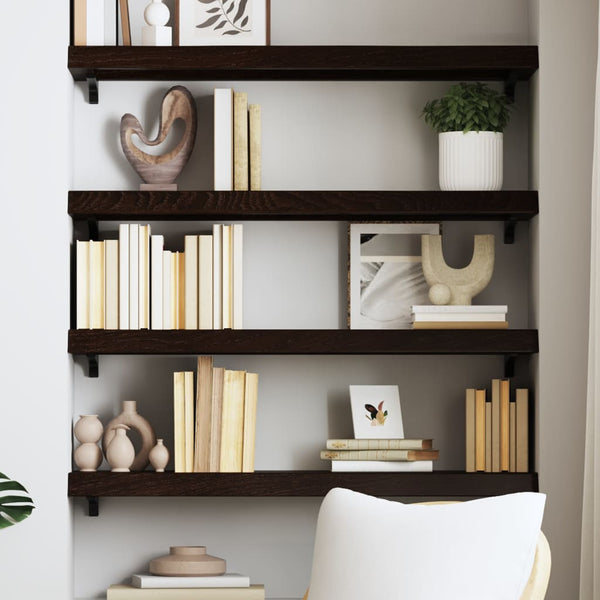 Dunkelbraunes Wandregal 80 cm Eiche Massivholz