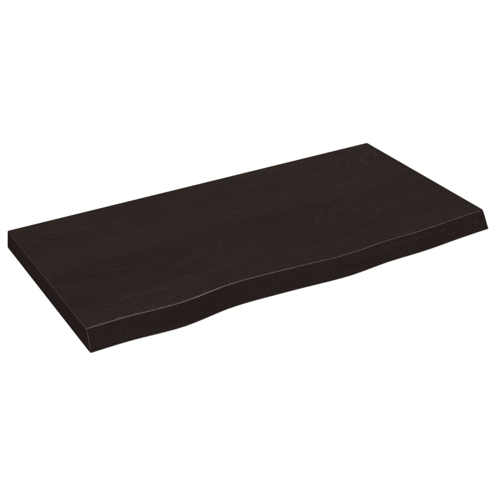 Dunkelbraunes Wandregal Eiche Massivholz 80x40 cm