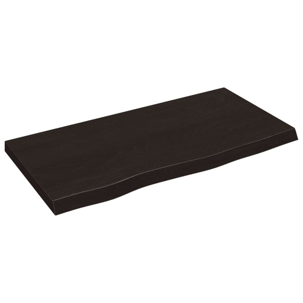 Dunkelbraunes Wandregal Eiche Massivholz 80x40 cm