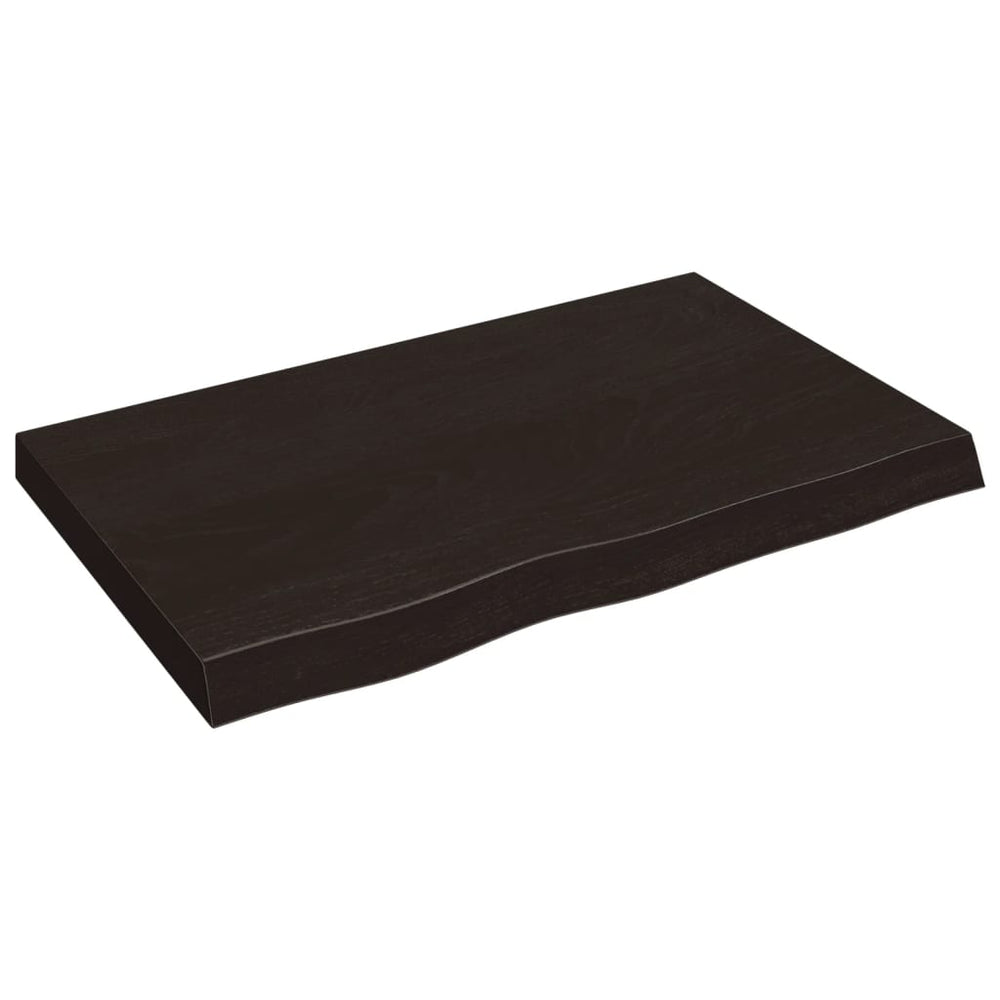 Dunkelbraunes Wandregal 80x50 cm Eiche Massivholz