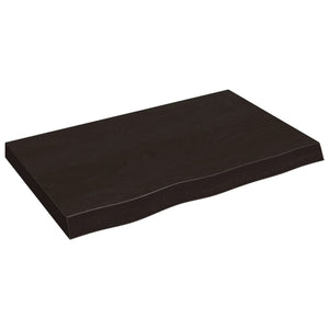 Dunkelbraunes Wandregal 80x50 cm Eiche Massivholz