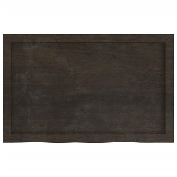 Dunkelbraunes Wandregal 80x50 cm Eiche Massivholz