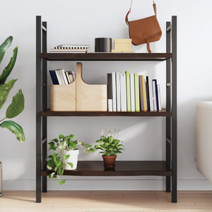 Wandregal Dunkelbraun 80x60 cm Eiche Massivholz