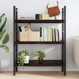 Dunkelbraunes Wandregal Eiche Massivholz 80x60 cm