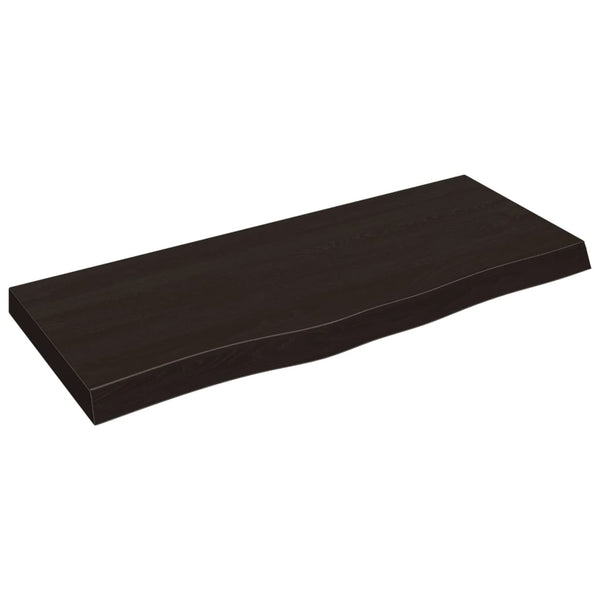 Dunkelbraunes Wandregal 100cm Eiche Massivholz