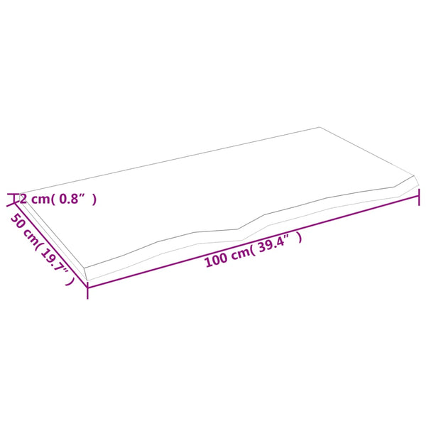 Wandregal Dunkelbraun 100x50 cm Eiche Massivholz