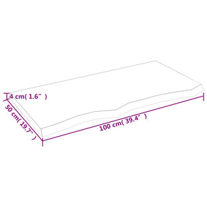 Wandregal Dunkelbraun 100cm Massivholz Eiche