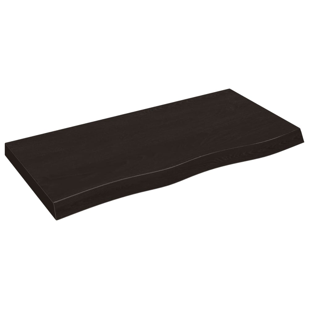 Dunkelbraunes Wandregal 100cm Massivholz Eiche