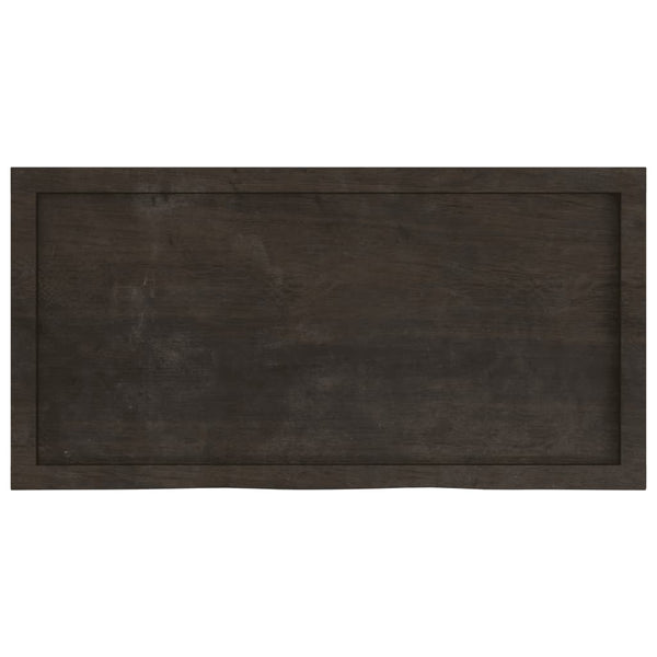 Dunkelbraunes Wandregal 100cm Massivholz Eiche