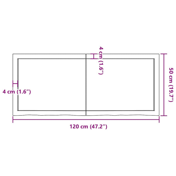 Dunkelbraunes Wandregal 120cm Eiche Massivholz