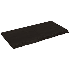 Dunkelbraunes Wandregal 120x60cm Massivholz Eiche