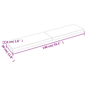 Wandregal Dunkelbraun 140 cm Eiche Massivholz