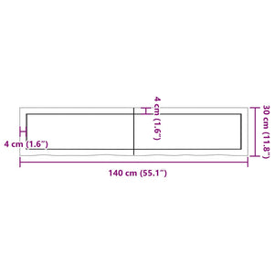 Wandregal Dunkelbraun 140 cm Eiche Massivholz