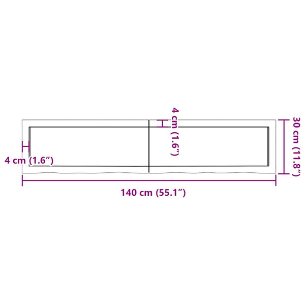 Wandregal Dunkelbraun 140 cm Eiche Massivholz