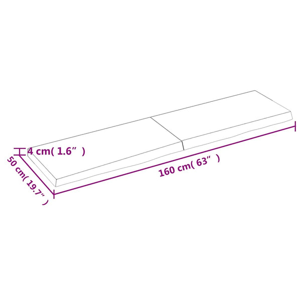 Dunkelbraunes Wandregal 160cm Eiche Massivholz