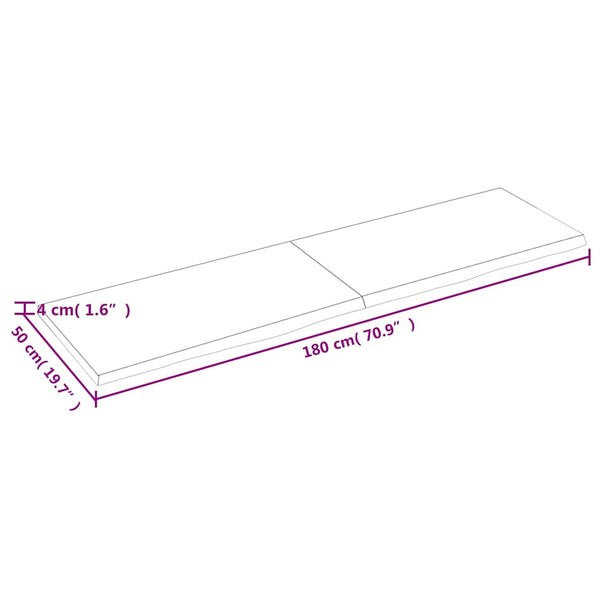 Wandregal Dunkelbraun 180cm Massivholz Eiche