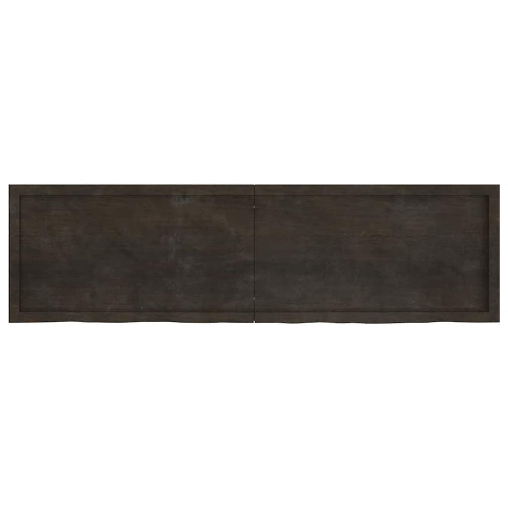 Dunkelbraunes Wandregal 180x50cm Massivholz Eiche