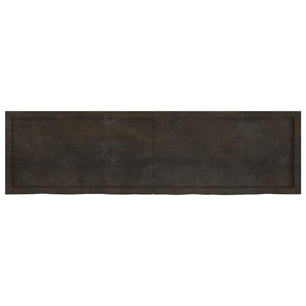 Dunkelbraunes Wandregal 180x50cm Massivholz Eiche