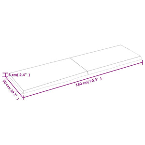Dunkelbraunes Wandregal 180x50cm Massivholz Eiche