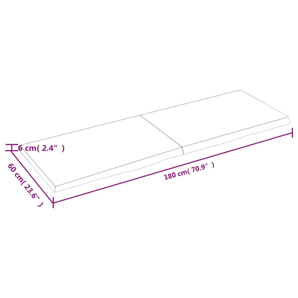 Dunkelbraunes Wandregal 180cm Eiche Massivholz