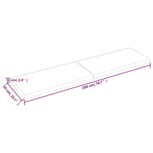Wandregal Dunkelbraun 200cm Eiche Massivholz