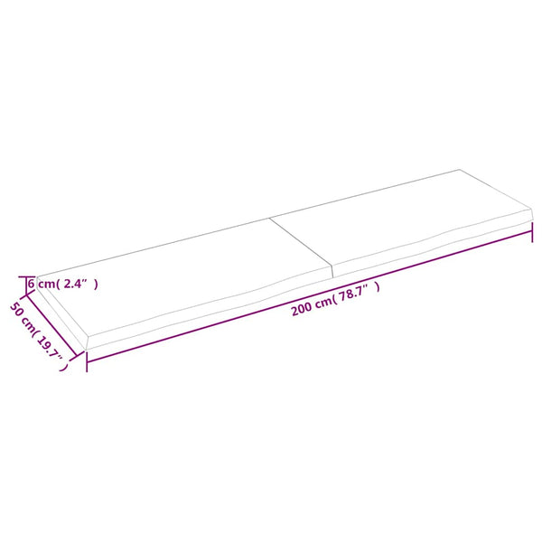 Wandregal Dunkelbraun 200cm Eiche Massivholz