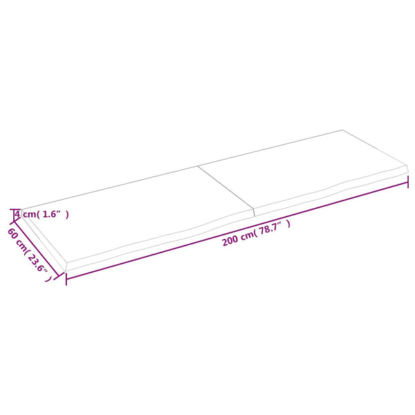 Dunkelbraunes Wandregal 200cm Eiche Massivholz