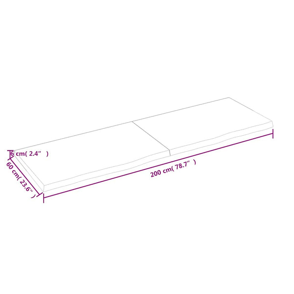 Dunkelbraunes Wandregal 200cm Eiche Massivholz