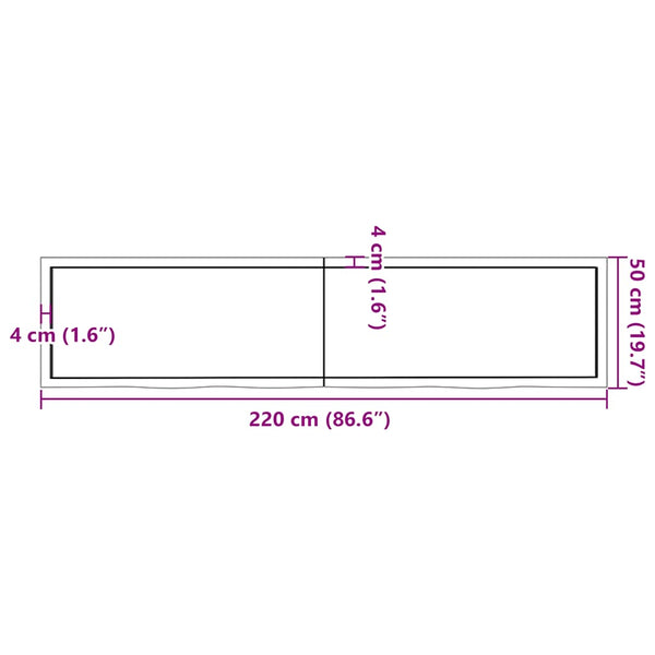Dunkelbraunes Wandregal 220cm Eiche Massivholz