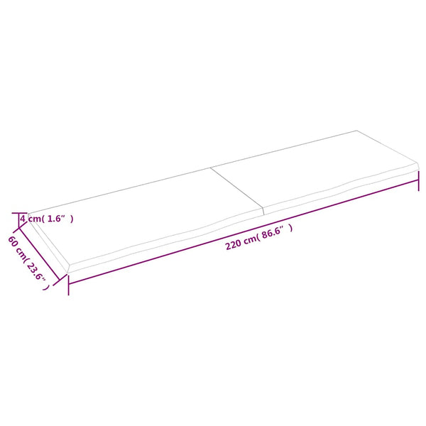 Dunkelbraunes Wandregal 220cm Eiche Massivholz