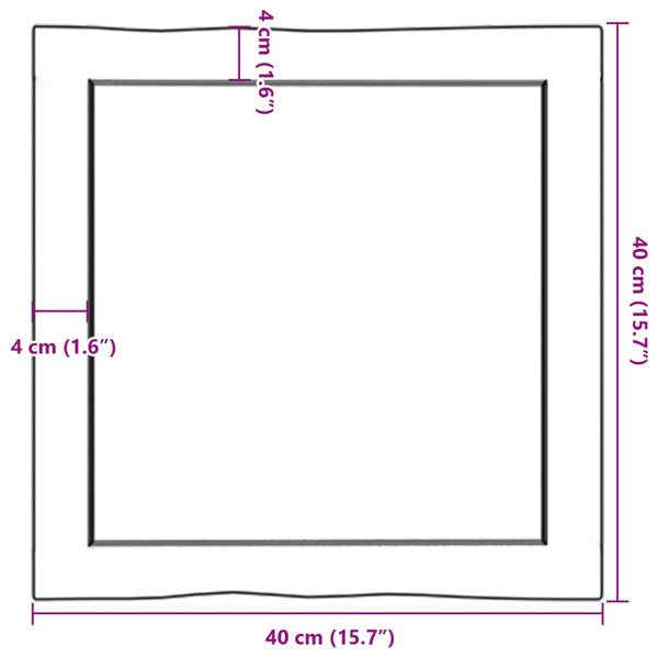 Massivholz Tischplatte 40x40 cm Baumkante