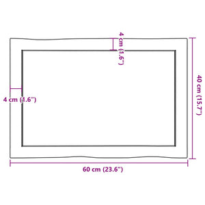 Massivholz Tischplatte 60x40 cm Baumkante