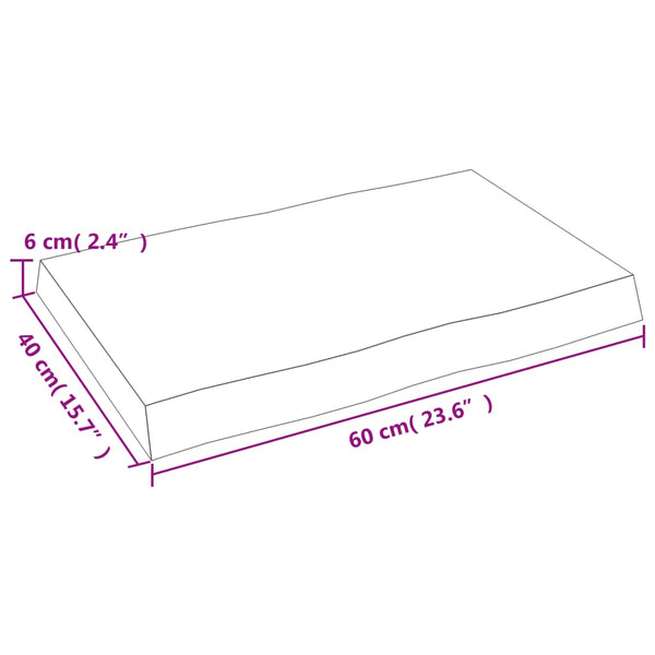 Massivholz Tischplatte 60x40 cm Baumkante
