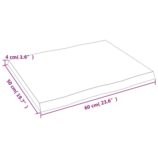 Massivholz Tischplatte 60x50 cm Baumkante