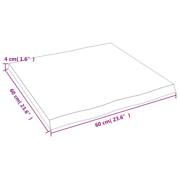 vidaXL Plateau de table 60x60x(2-4) cm bois massif non traité bord naturel