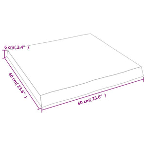 Massivholz Tischplatte Eiche 60x60 cm Baumkante