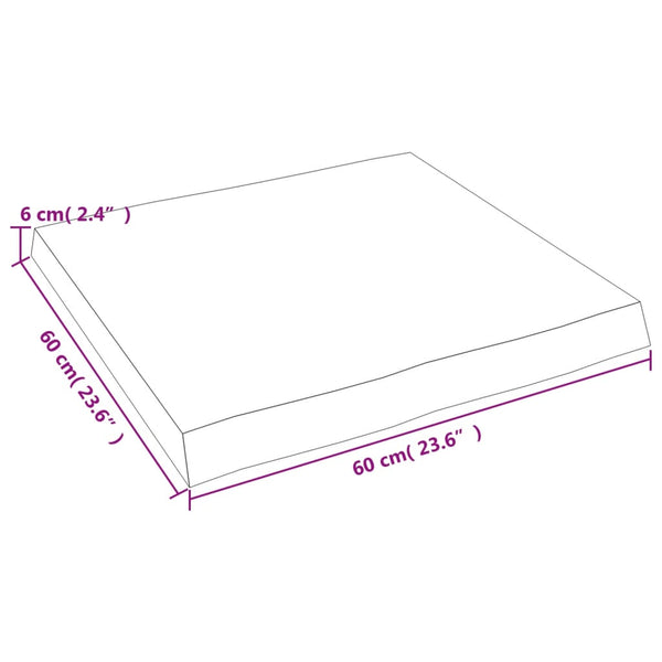 Massivholz Tischplatte Eiche 60x60 cm Baumkante