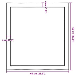 Massivholz Tischplatte Eiche 60x60 cm Baumkante