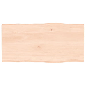 Massivholz Tischplatte Eiche 80x40 cm Baumkante