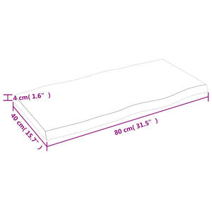 Massivholz Tischplatte Eiche 80x40 cm Baumkante