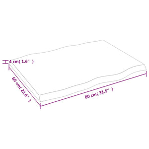 Massivholz Tischplatte 80x60 cm Baumkante