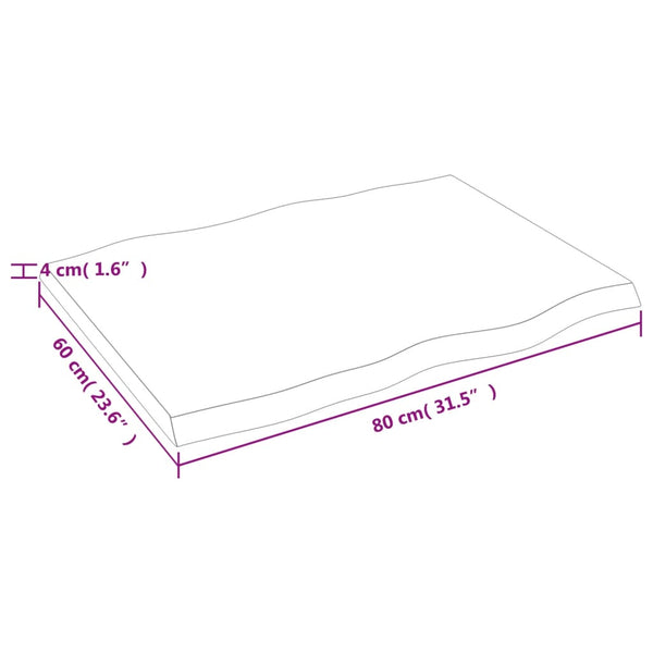 Massivholz Tischplatte 80x60 cm Baumkante