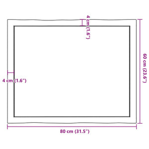 Massivholz Tischplatte 80x60 cm Baumkante