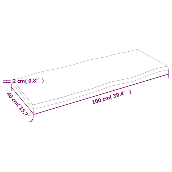 Eiche Tischplatte 100x40 cm, Massivholz Baumkante