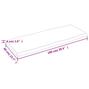 Massivholz Tischplatte Eiche Baumkante 100x40 cm