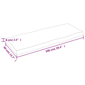 Massivholz Tischplatte Eiche 100x40 cm Baumkante