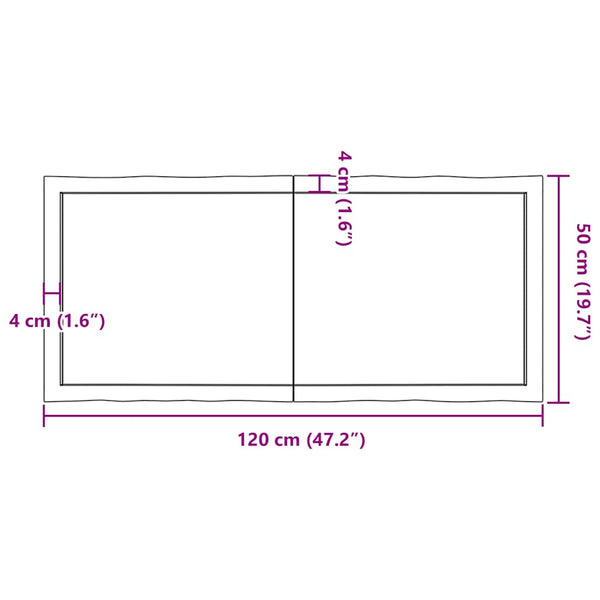 Massivholz Tischplatte Eiche 120x50 cm Baumkante