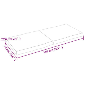 Massivholz Tischplatte 140x60 cm Baumkante