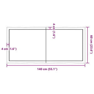 Massivholz Tischplatte 140x60 cm Baumkante
