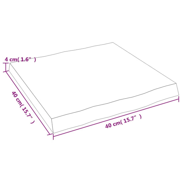 Massivholz Tischplatte Eiche 40x40 cm Baumkante